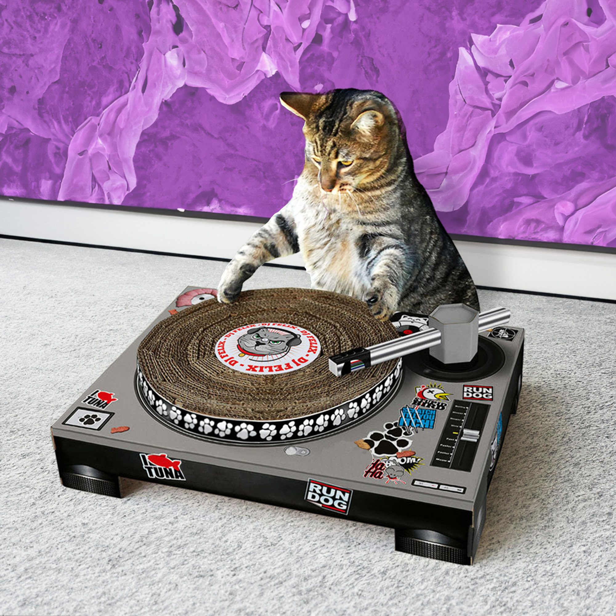 Kratzbaum für Katzen - DJ Pult mit drehbarem Plattenteller