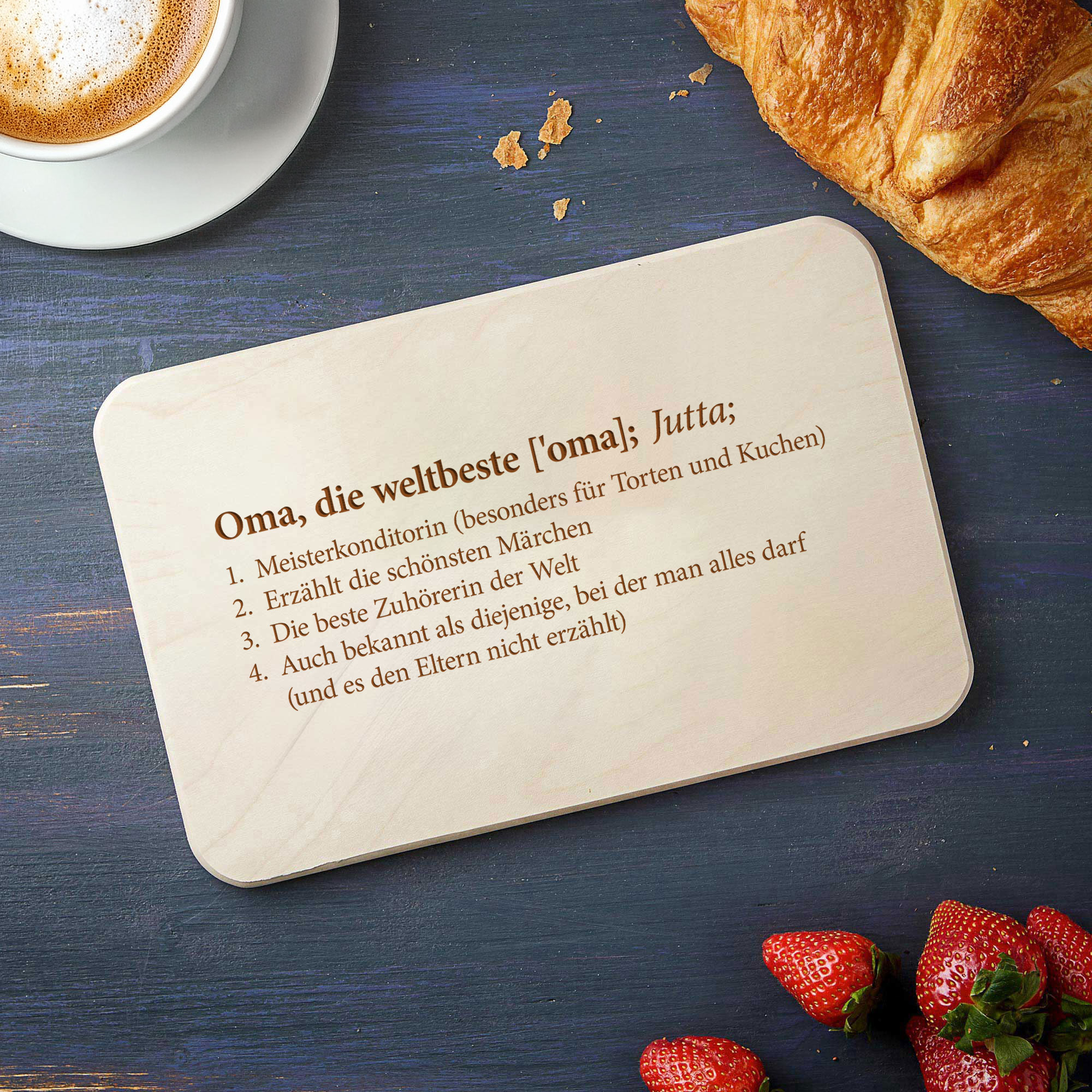Frühstücksbrett mit Gravur - Definition Oma - personalisiert Frühstücksbrett mit Gravur - Definition Oma - personalisiert