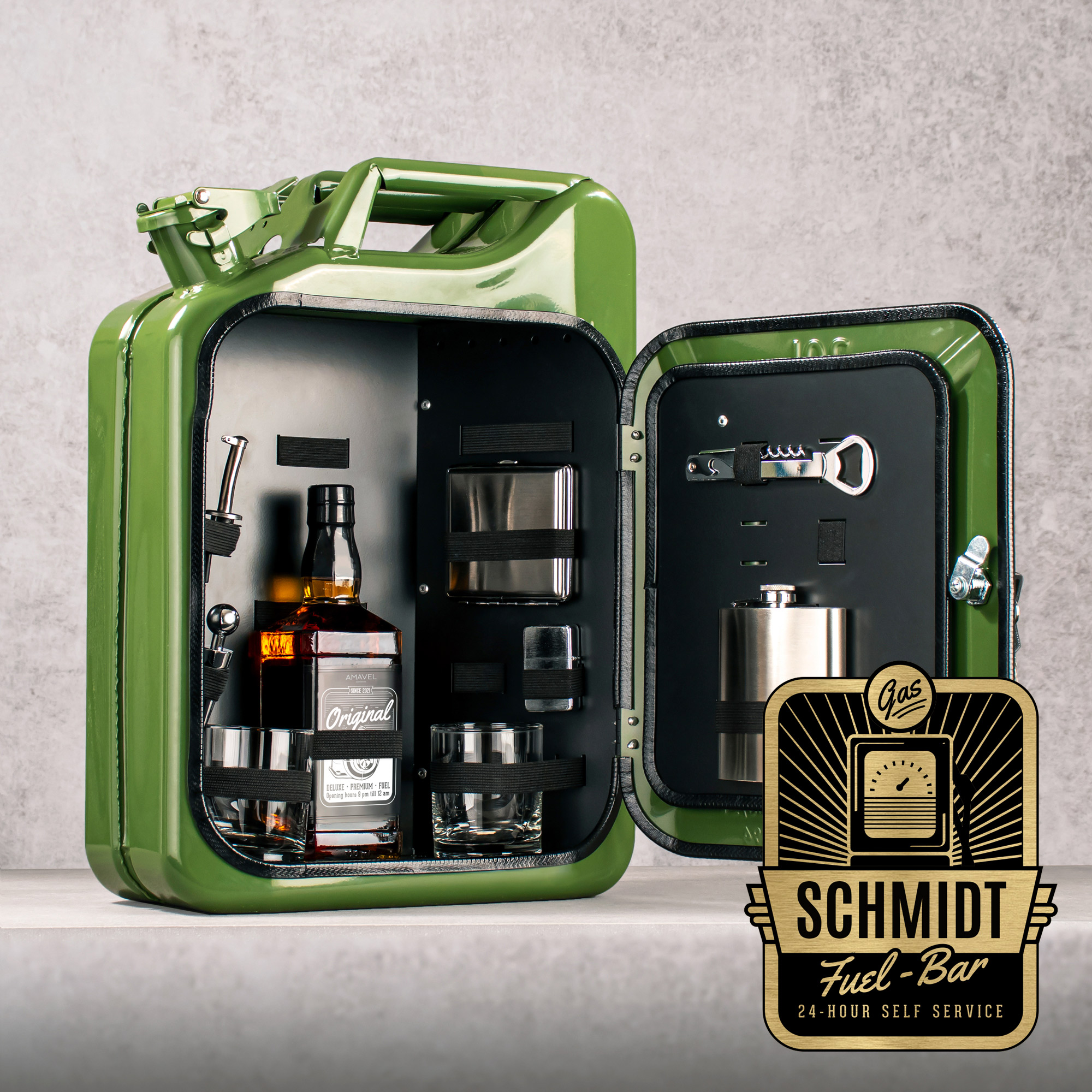 Personalisierte Kanisterbar mit 8-teiligem Zubehör - Grün Personalisierte Kanisterbar mit 8-teiligem Zubehör - Grün