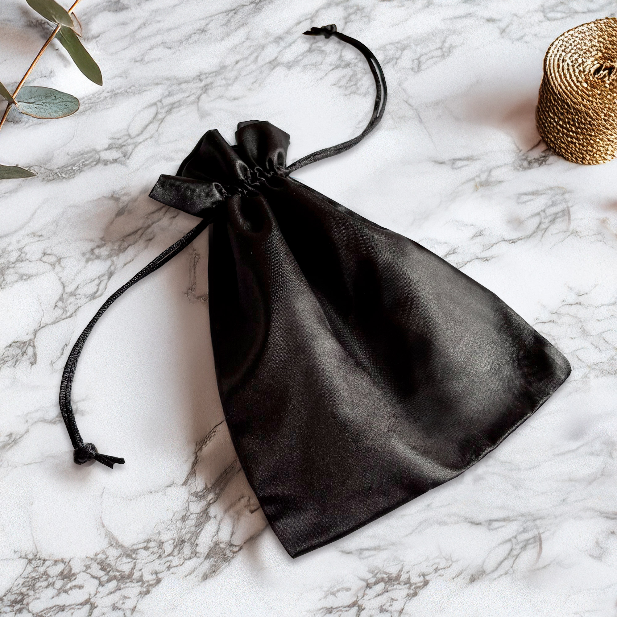 Satinbeutel Geschenkverpackung - Satin Aufbewahrungsbeutel Schwarz