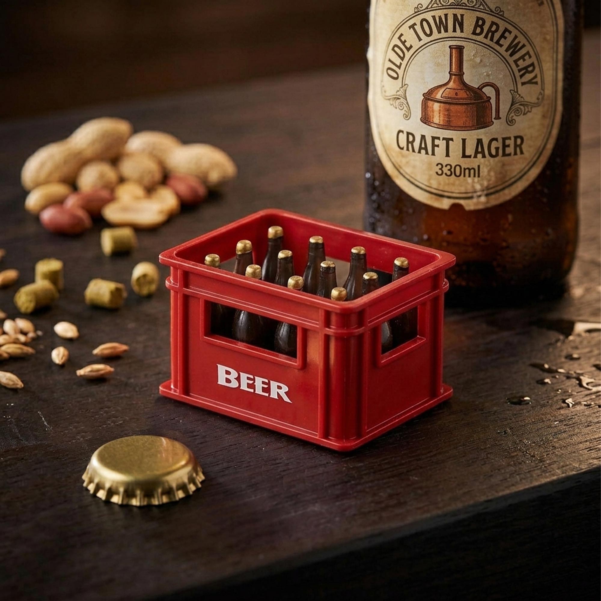 Flaschenöffner Bierkiste - Bieröffner mit Magnet Rot