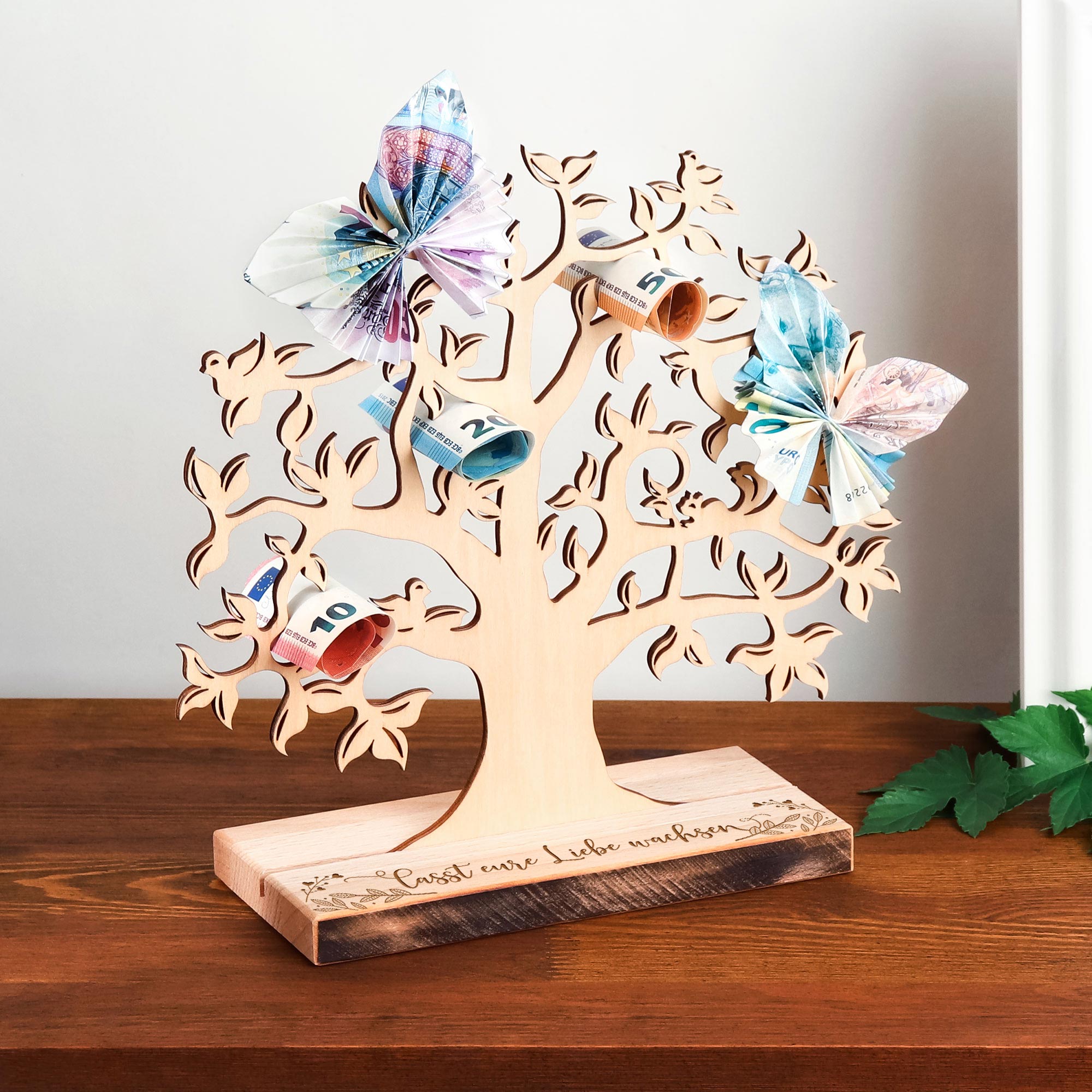 Kleiner Geldbaum mit Gravur zur Hochzeit Kleiner Geldbaum mit Gravur zur Hochzeit