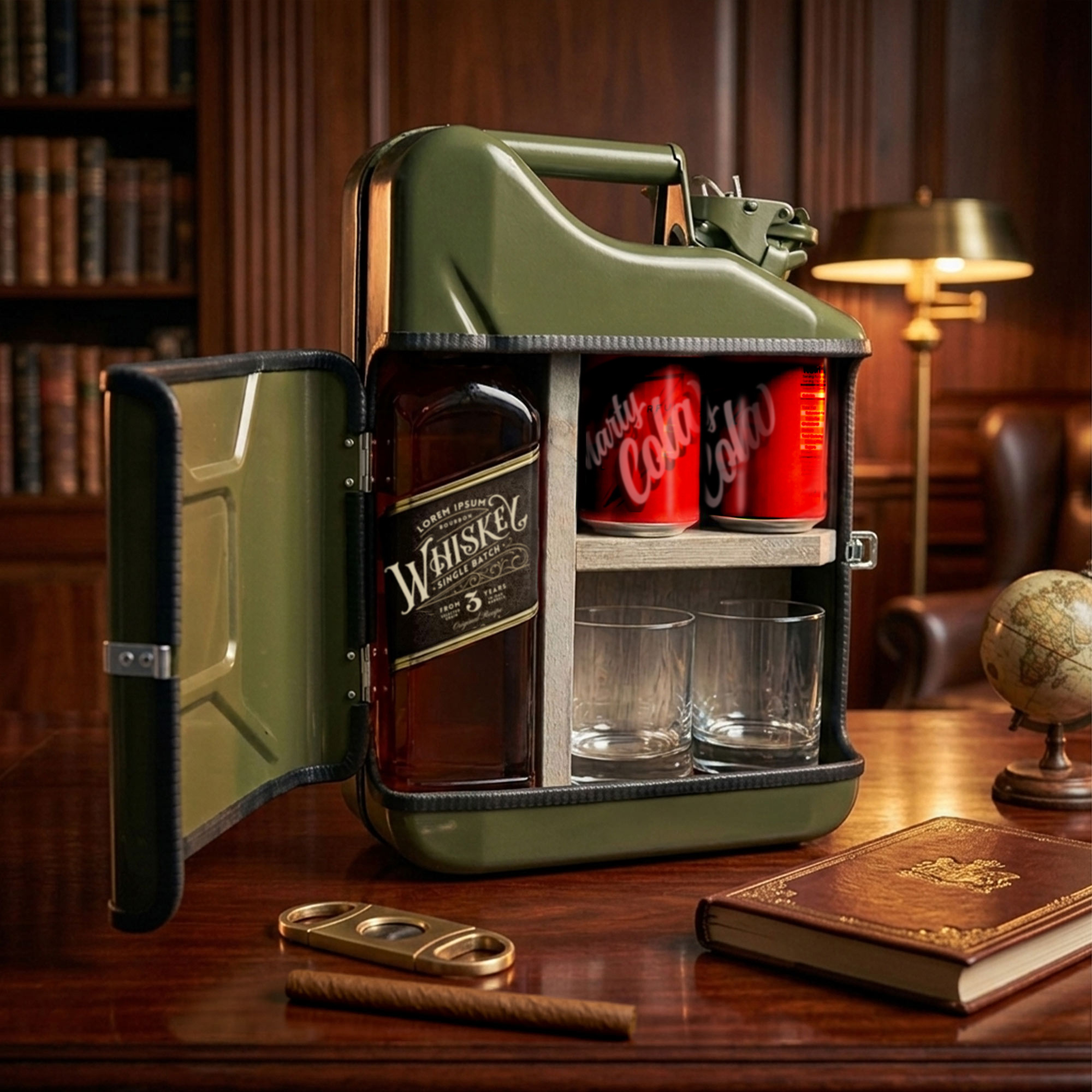 Mobile Mini Bar 3-teilig - 10l Kanister Barschank grün
