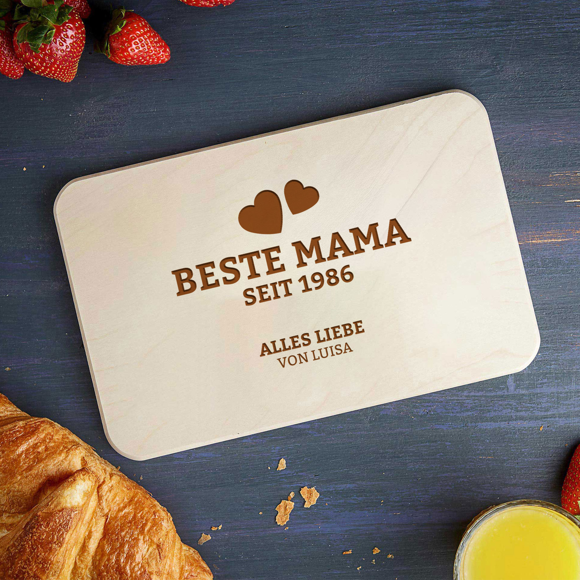 Frühstücksbrett mit Gravur - Beste Mama seit - personalisiert