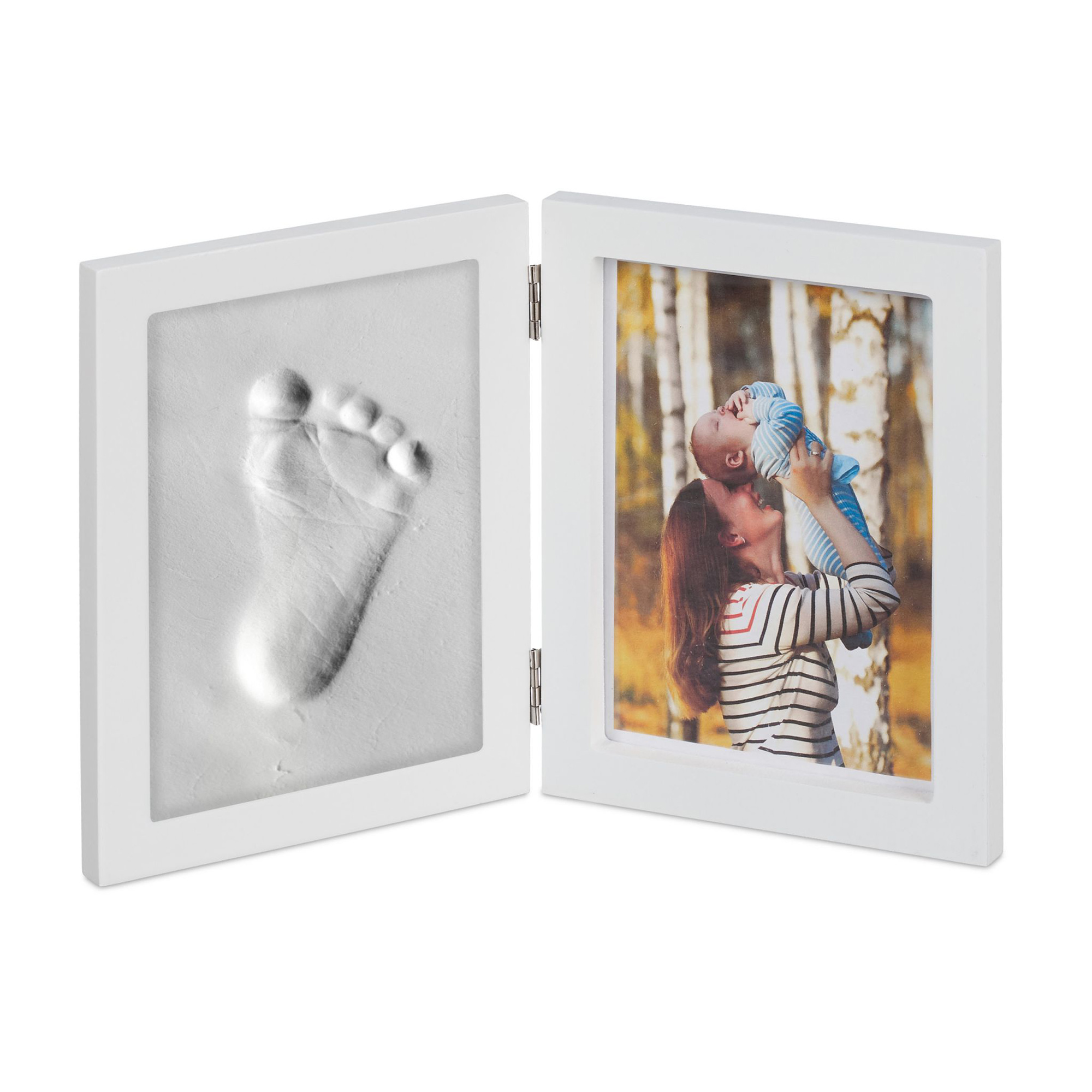 Bilderrahmen Set mit Gips Babyabdruck, DIY Kit für baby gips, 3D Gipsabdruck Set mit Bilderrahmen, Handabdruck und Fußabdruck Gips selber machen