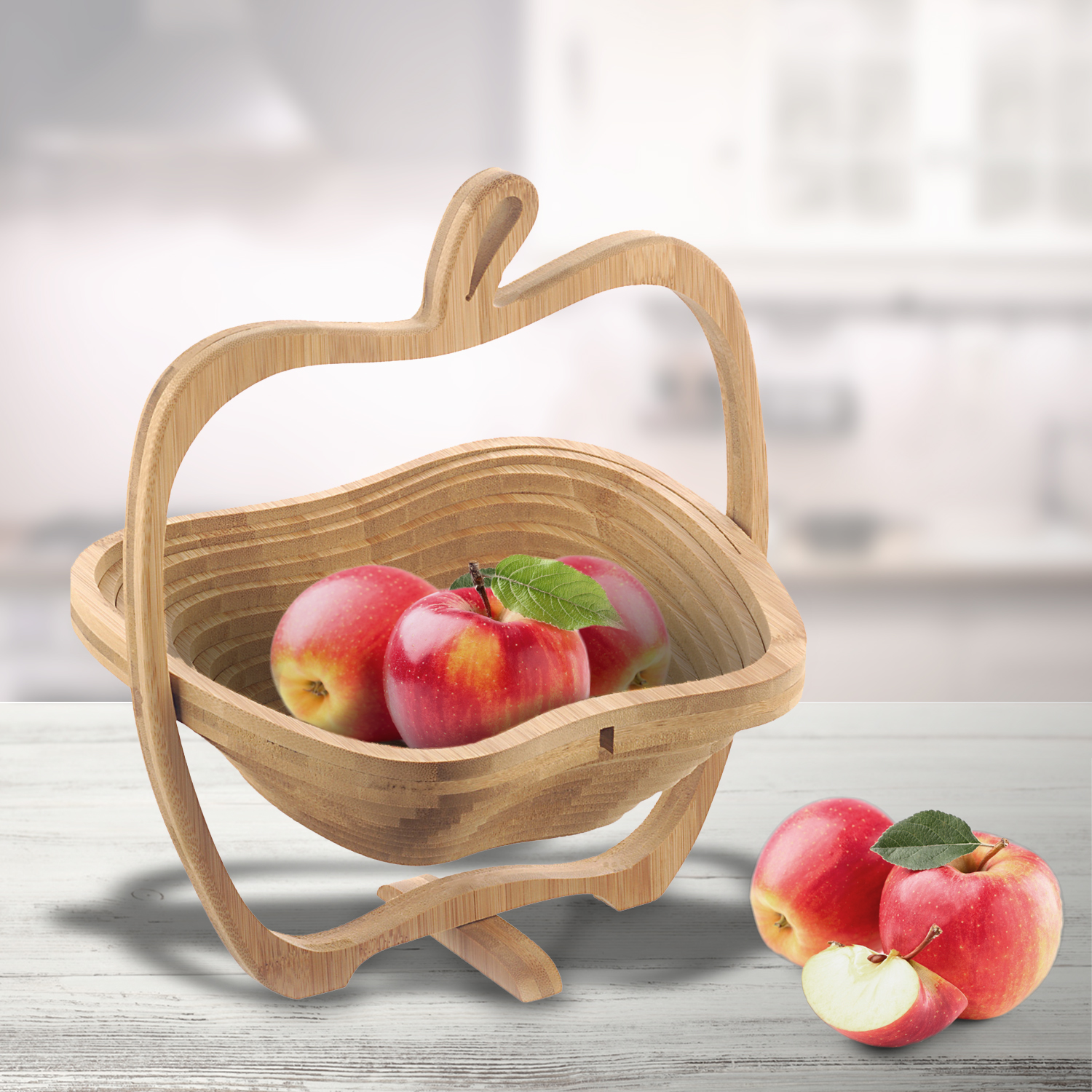 2in1 Brett und Obstkorb - Apfel, Faltkorb Apfel, Obstkorb, Wohnaccessoires & Dekoartikel, Brett