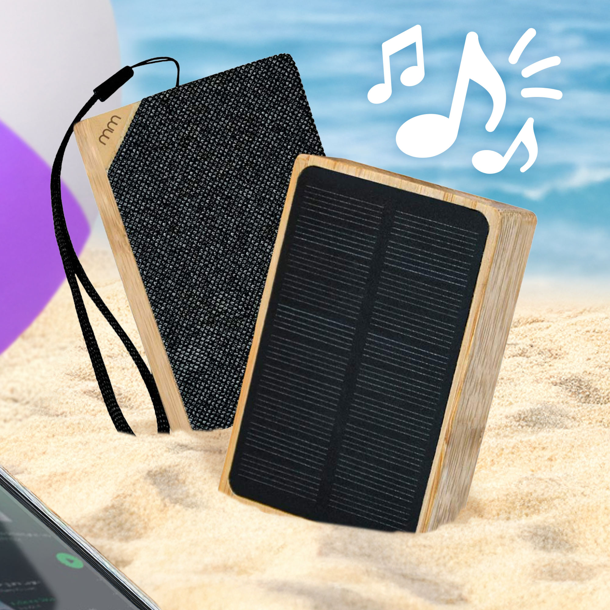 Bluetooth Lautsprecher - Solar Musikbox aus Bambus