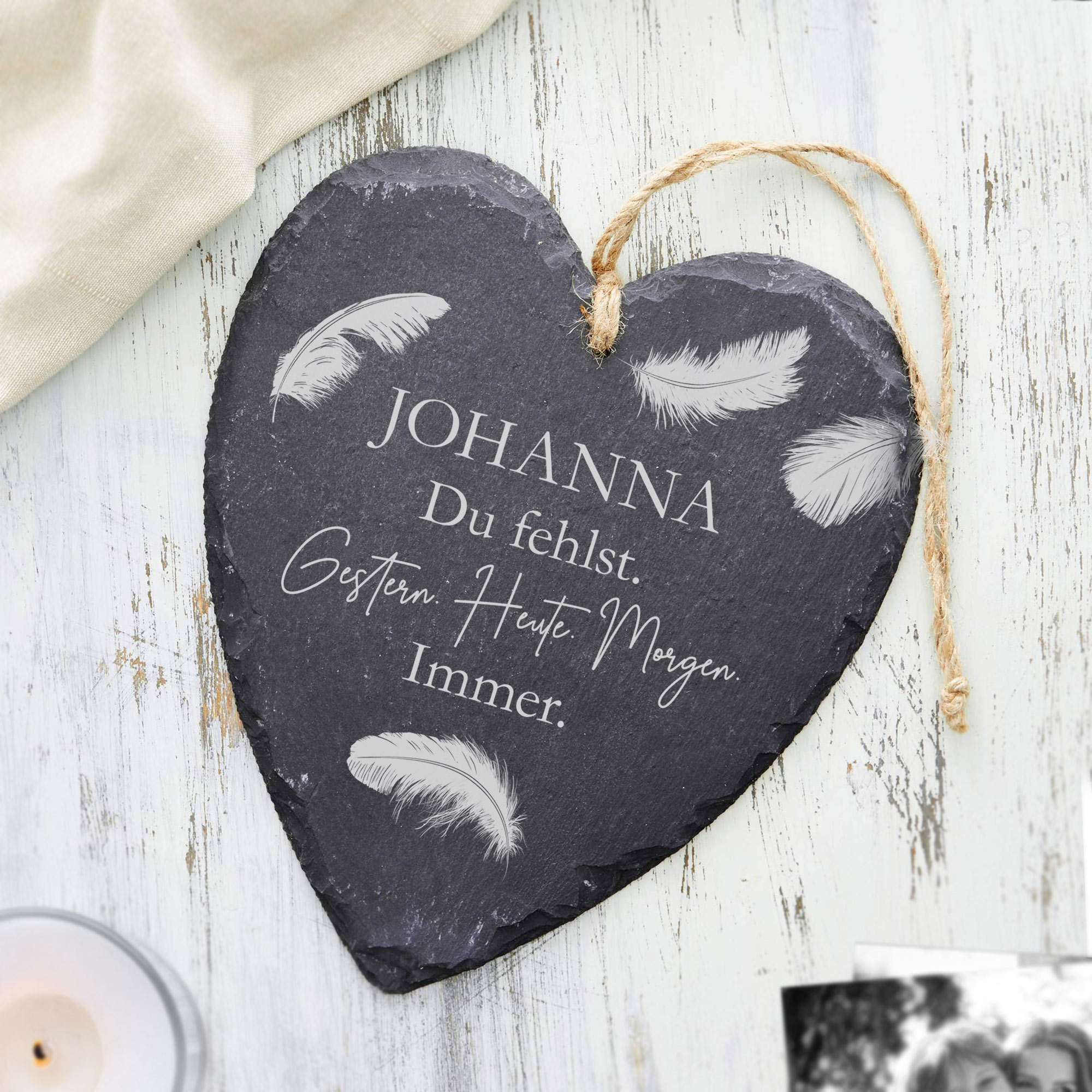 Personalisiertes Schieferherz - Du fehlst Personalisiertes Schieferherz - Du fehlst