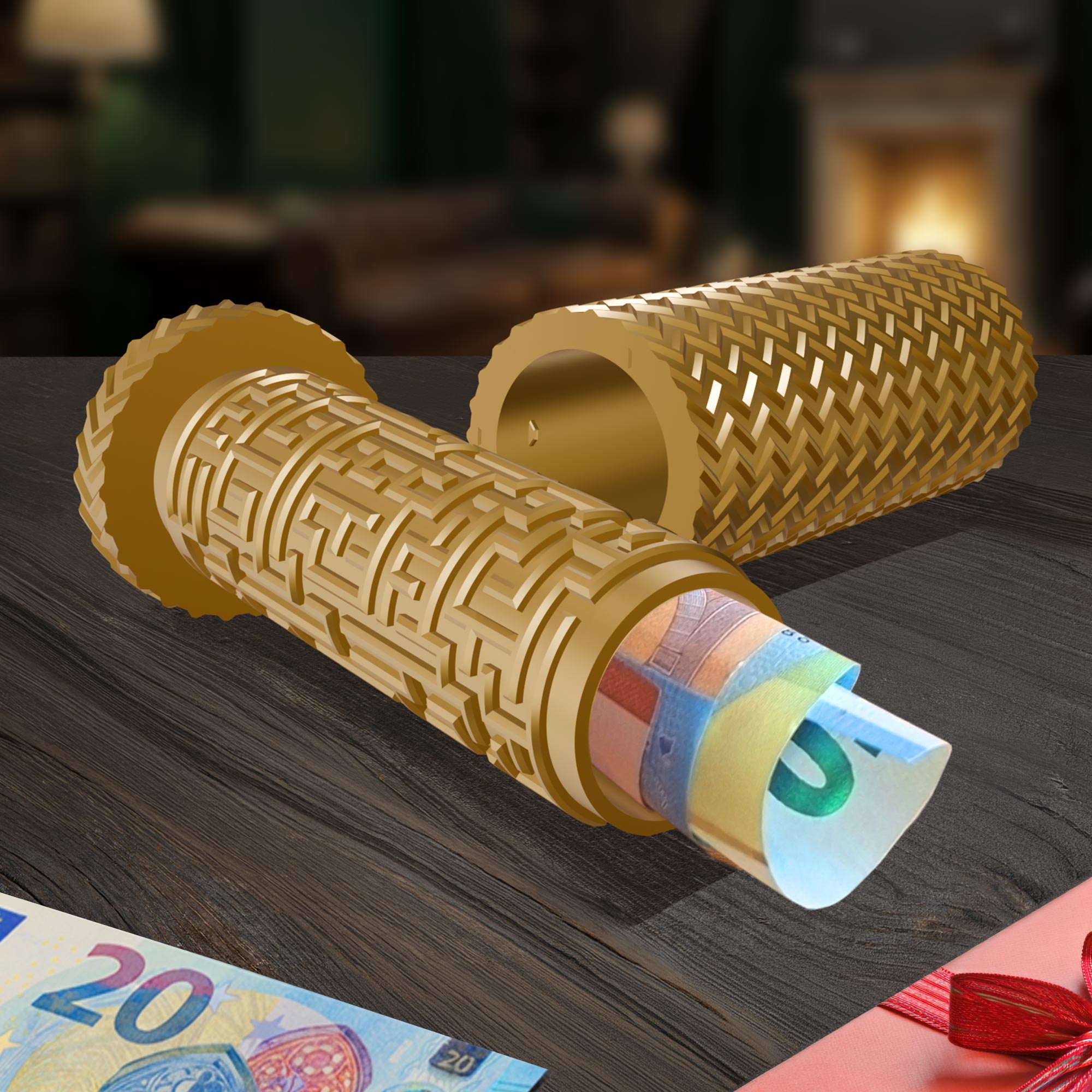 Labyrinthbox Röhre in Gold – originelle Geschenkverpackung