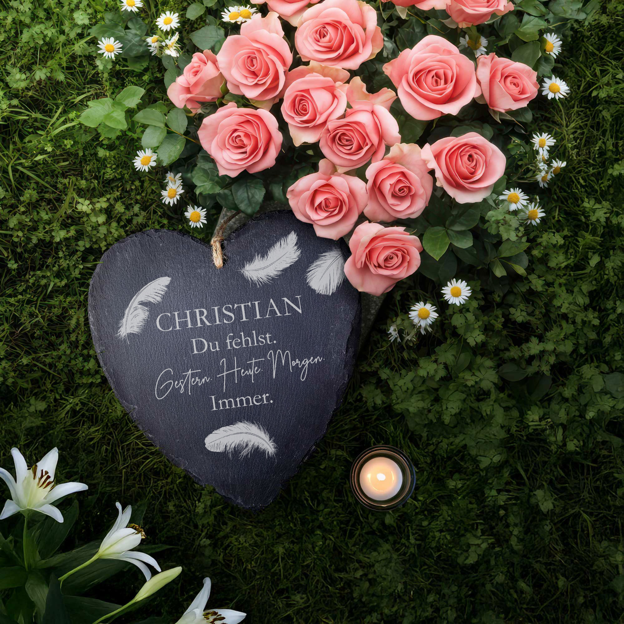 Personalisiertes Schieferherz - Du fehlst Personalisiertes Schieferherz - Du fehlst