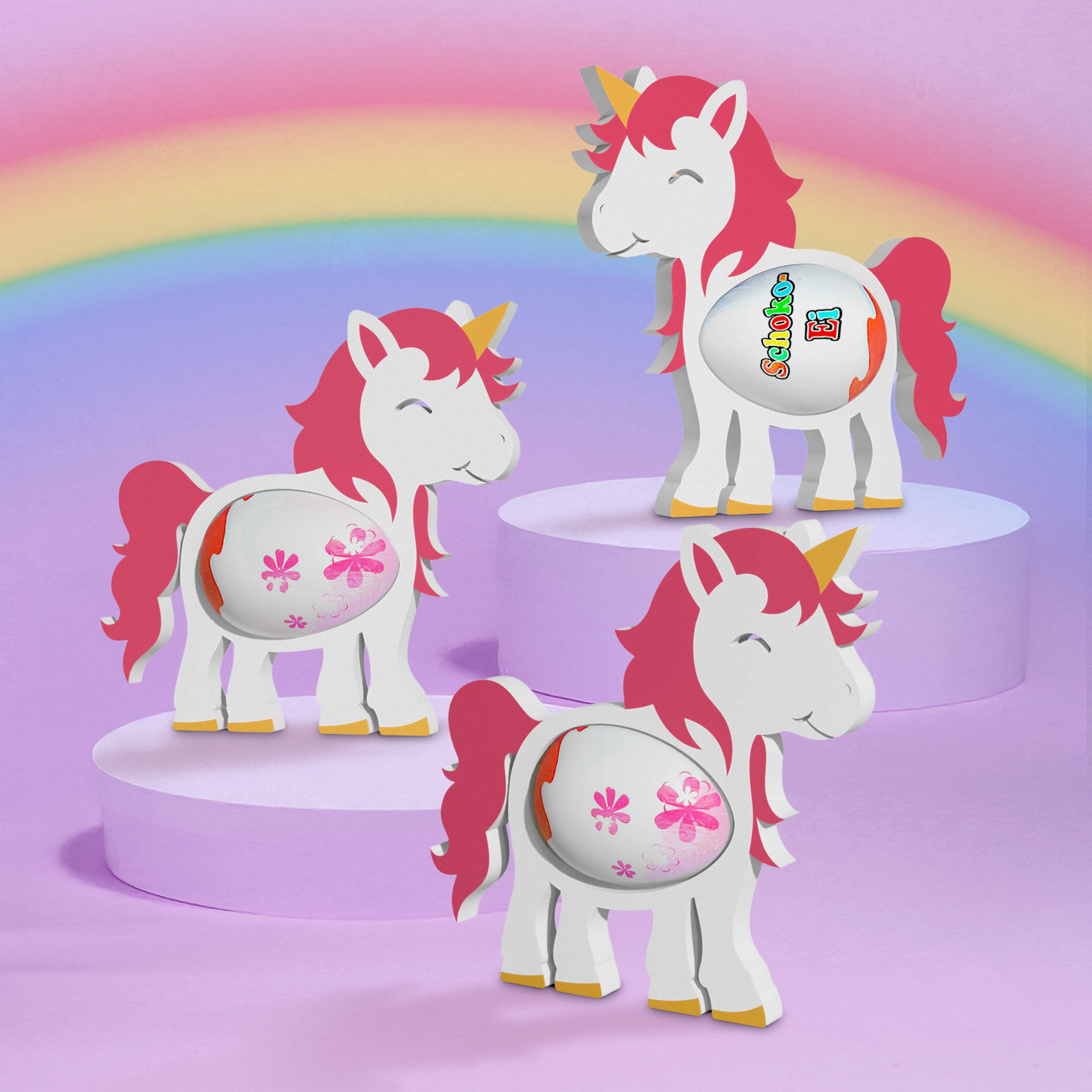 Einhörner Ü-Ei Halter im 3er Set